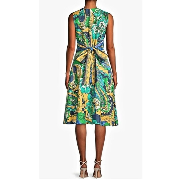 Kobi Halperin Sophie Tropical Multicolor Printed Belt Tie Flare Linen Dress S - Picture 5 of 12